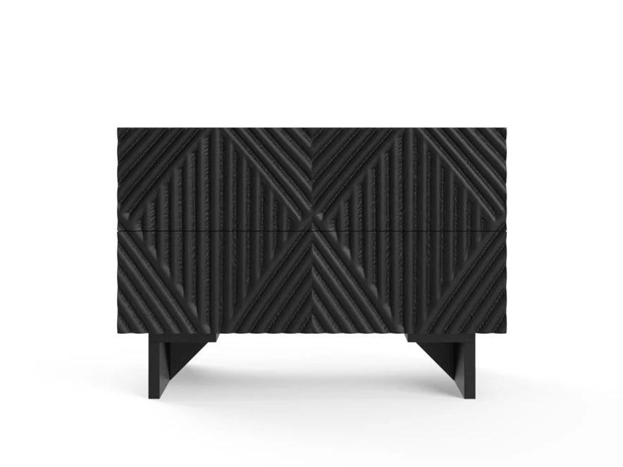 Product front image black mosaic patterned wood bedside table