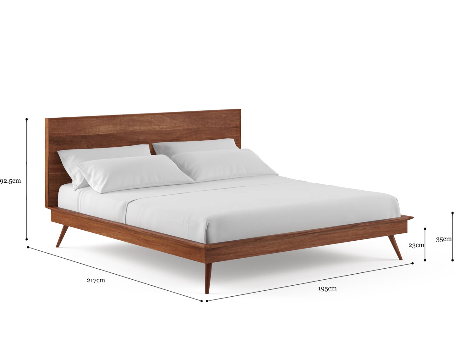 King Bed frame image with Measurements