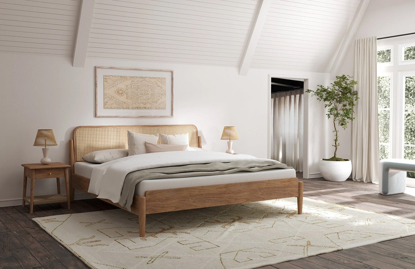 Kyoto Rattan Bed Frame Queen