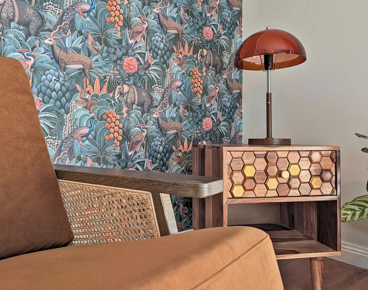Retro Mid Century Modern Bedside Table Setting