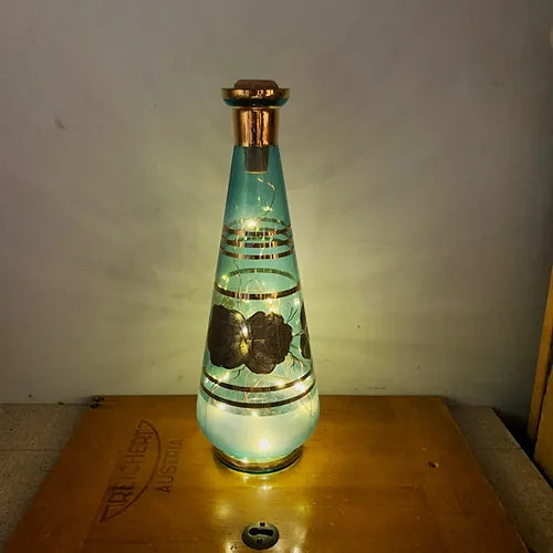 Cork lights in a bottle illuminated 
