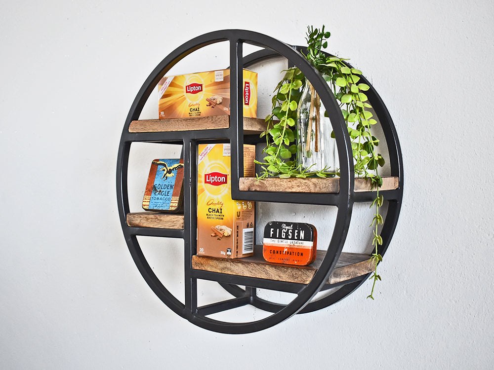 retro industrial wall shelf