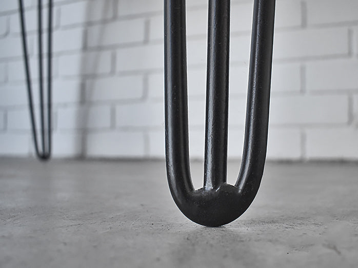 industrial hairpin metal leg close up