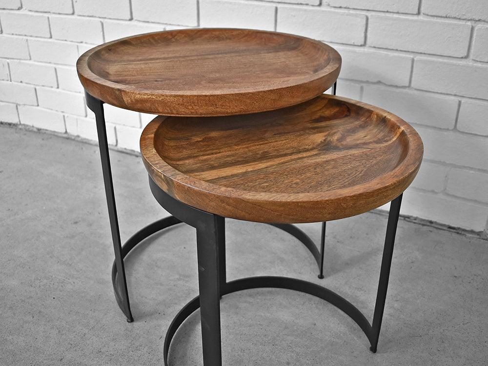 Close up showing Mango Eood Nested Table Top