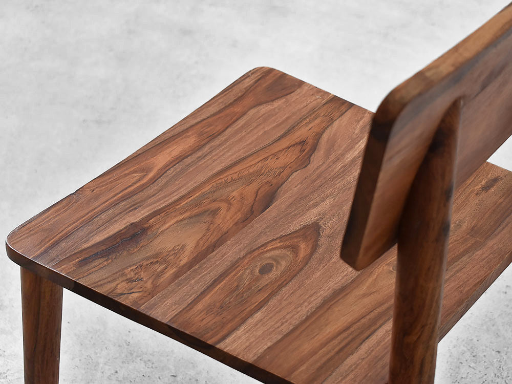 Close up of back of Dining Chair showing the wooden seat 