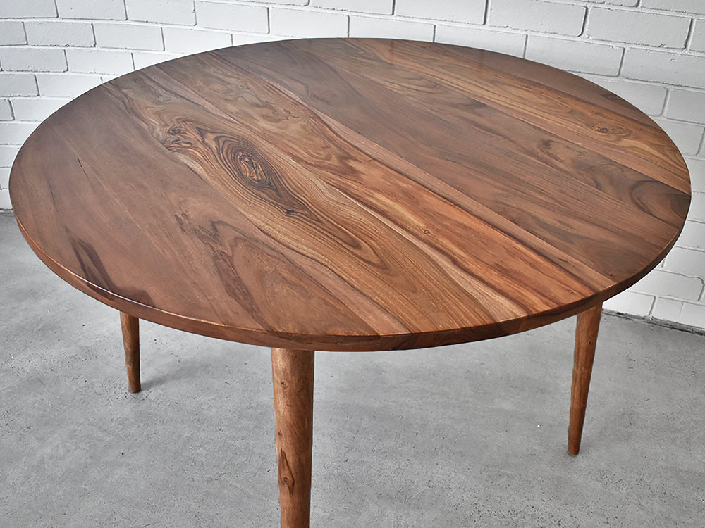 scandinavian dining table showing the top of the table, highlighting the colour and grain