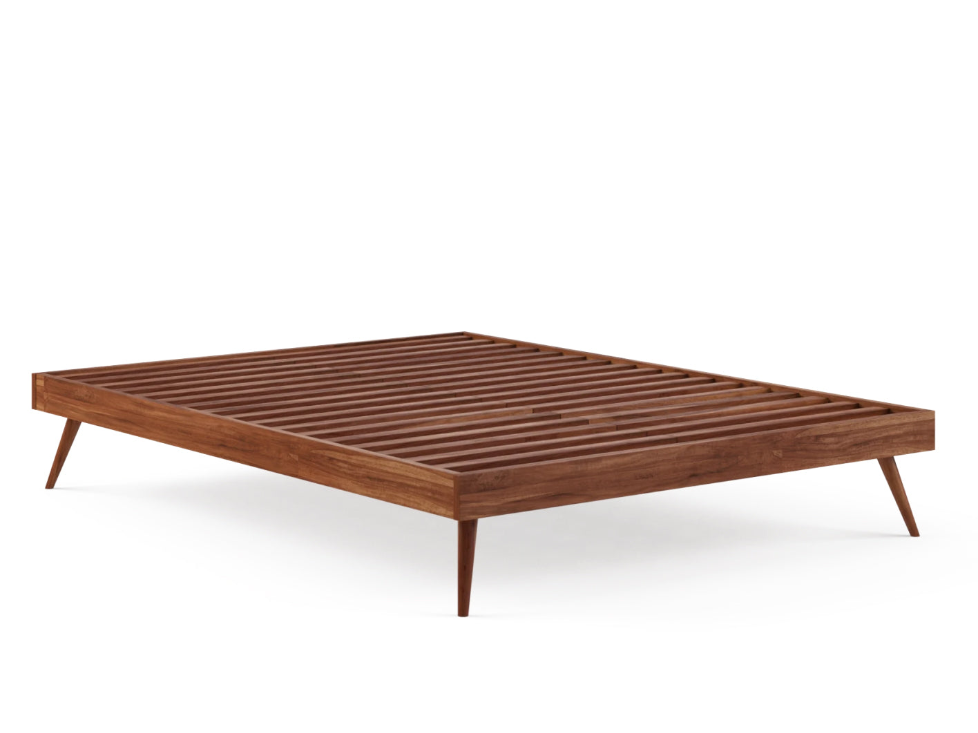 Scandinavian Acacia King Bed Base with wooden slats