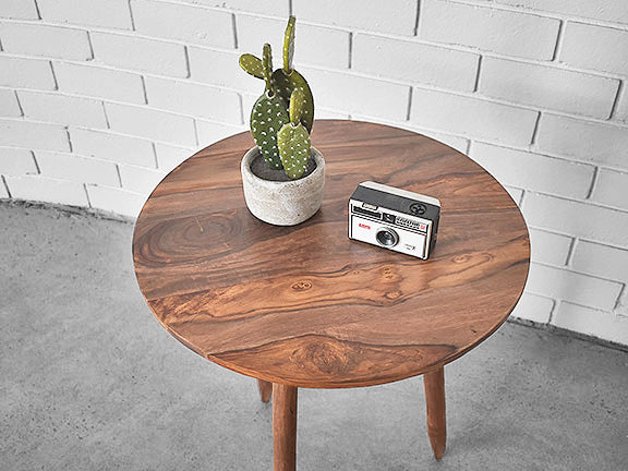 scandinavian side table with a top view of the wooden graining