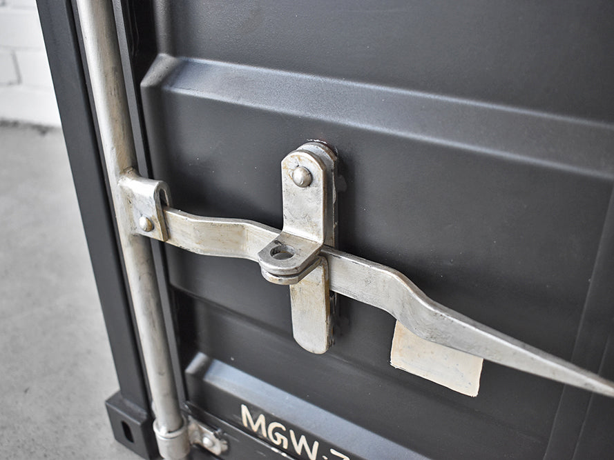 shipping container side table detail