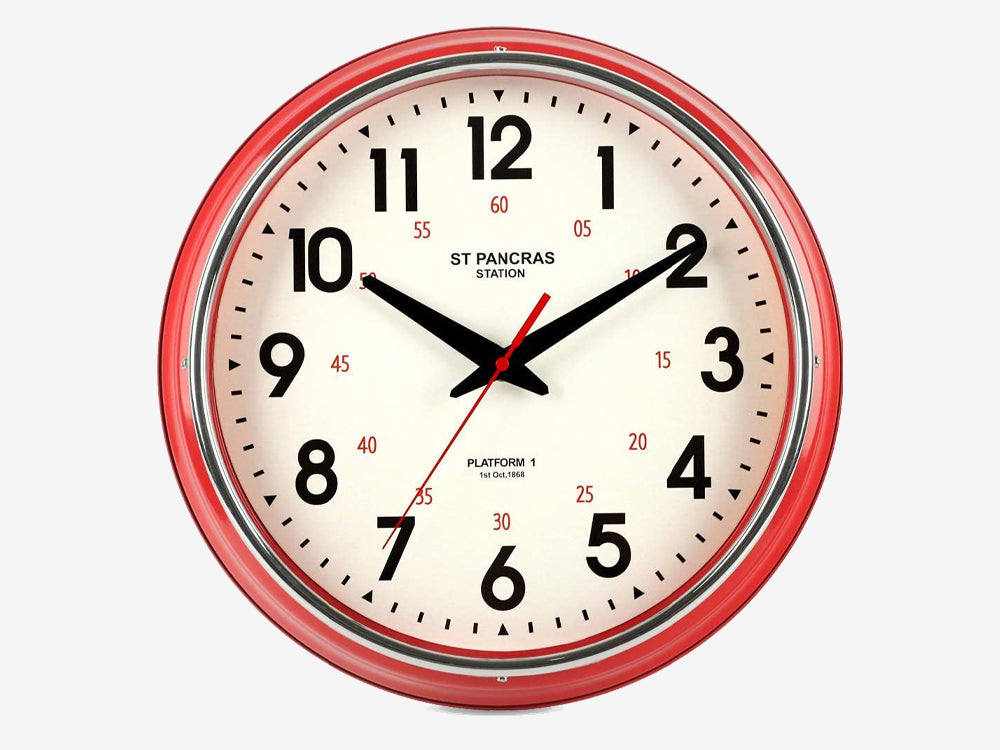 Red vintage station retro clock