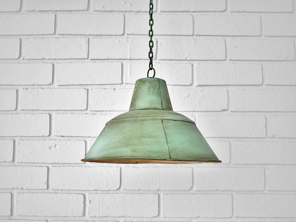 teal retro pendant light