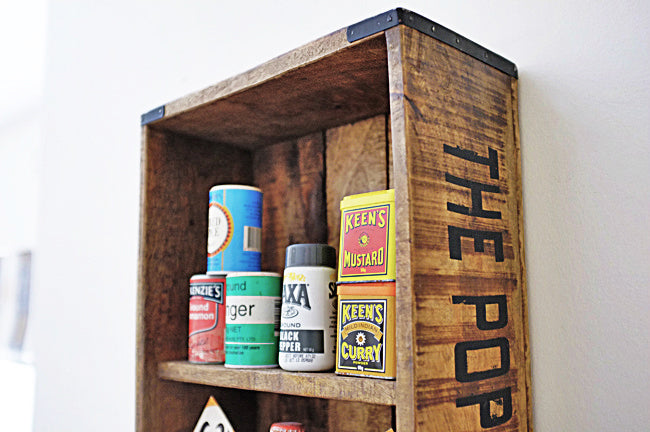 crate wall shelf close up