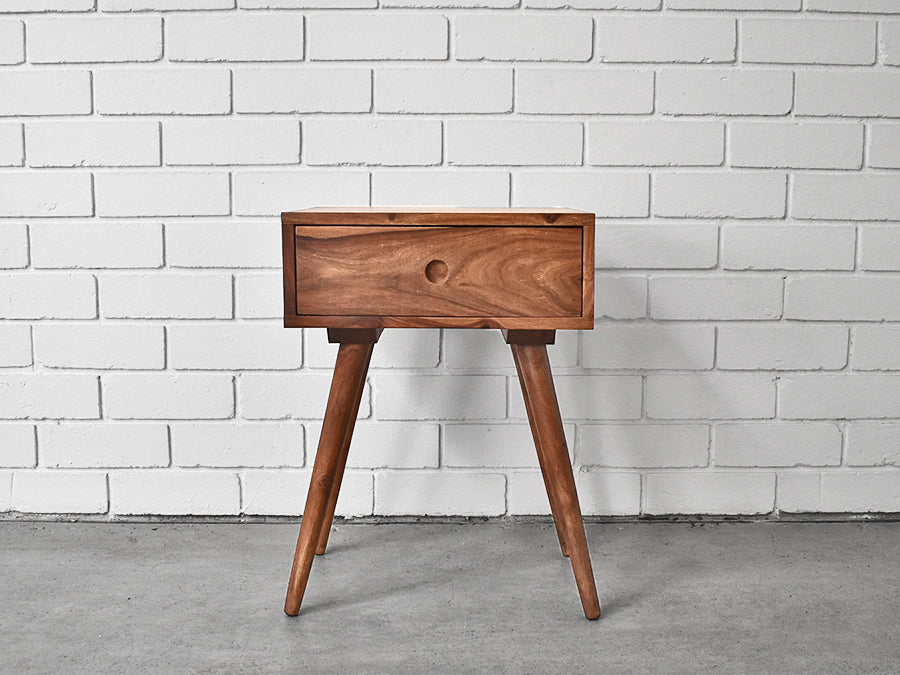 wooden bedside table