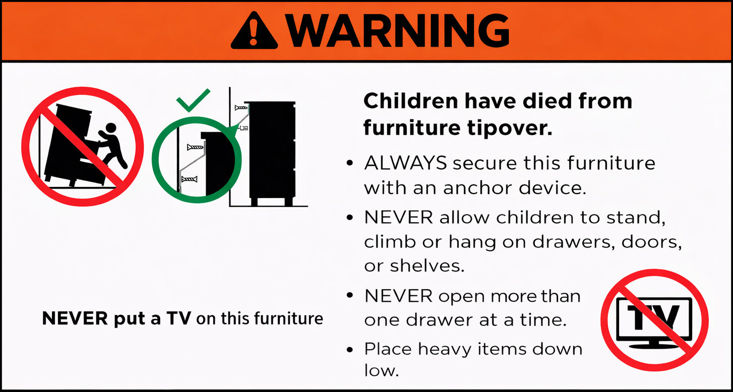 Category 1 Toppling Furniture Warning